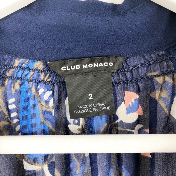 100% Silk Club Monaco Oversized Button Down Dress Floral Boho Midi Mini Relaxed - Picture 3 of 8